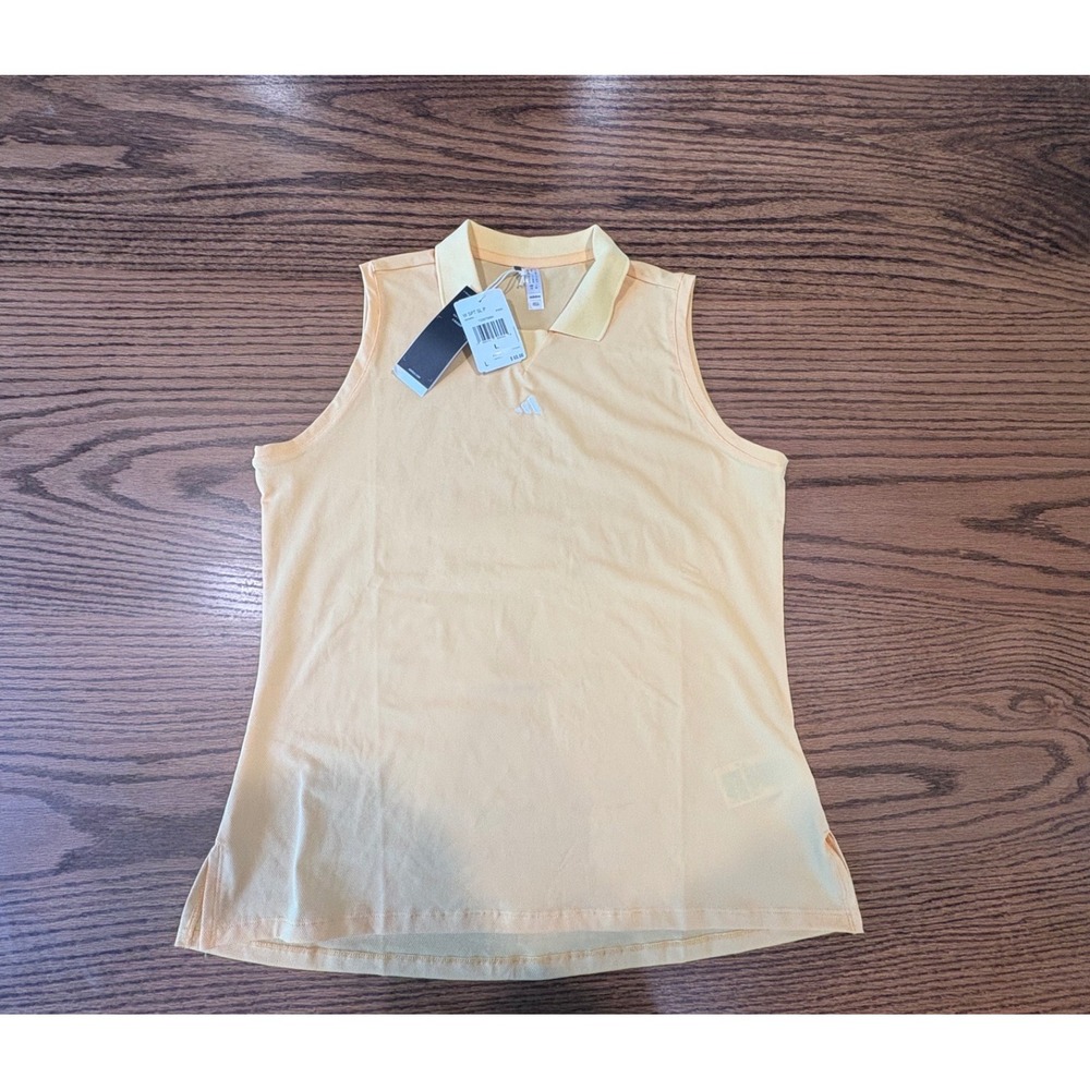 Adidas Womens Sleeveless Polo Shirt Semi Spark Yellow Golf Tennis IP4202 L